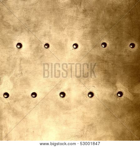 Gold Metal Plate Or Armour Texture With Rivets