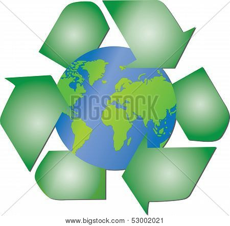 Recycling arrows around the planet Earth