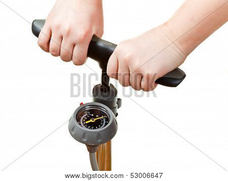 Pumping By Manual Air Pump With Pressure Indicator