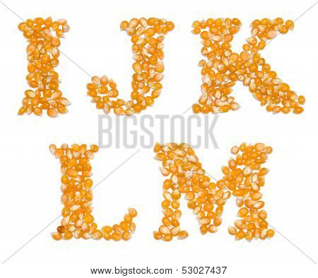 Capital Characters Made Of Corn Seeds