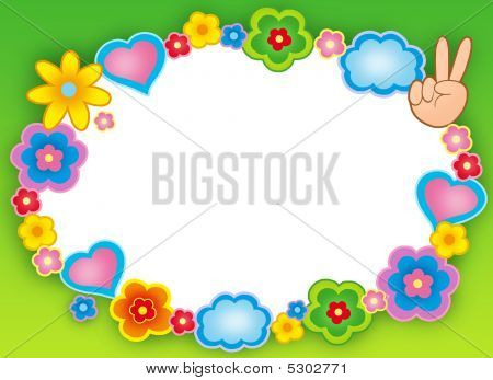 Telaio tondo Hippie con fiori