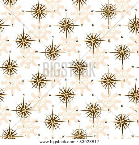 Vector Illustration Of The Seamless Compass Rose Isolated On Whte Background.