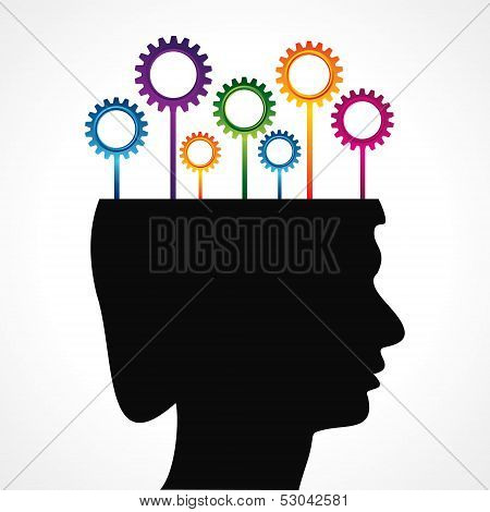 Thinking of mechanics concept with cog wheel stock vector