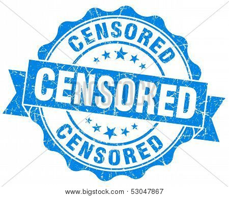 Censored Grunge Round Blue Seal