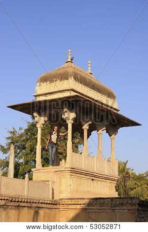 Young Woman Standing At Raniji Ki Baori, Bundi, Rajasthan