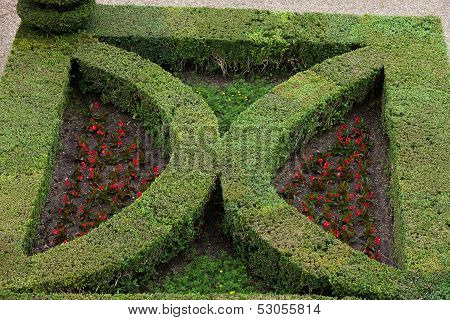 Gardens and Chateau de Villandry in Loire Valley in France