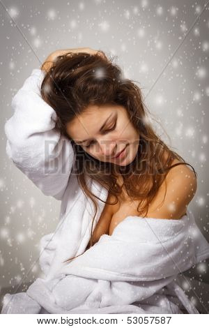 Winter depression: sad young woman