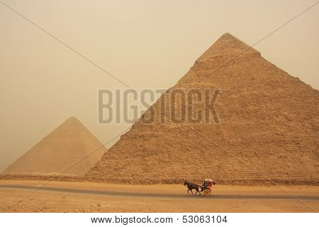 Pyramid Of Khafre In A Sand Storm, Cairo, Egypt