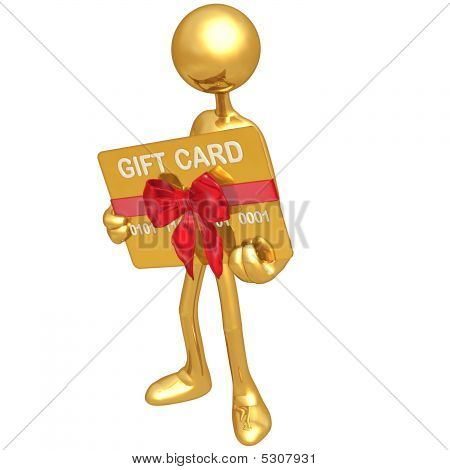 Gouden jongen met giftcard