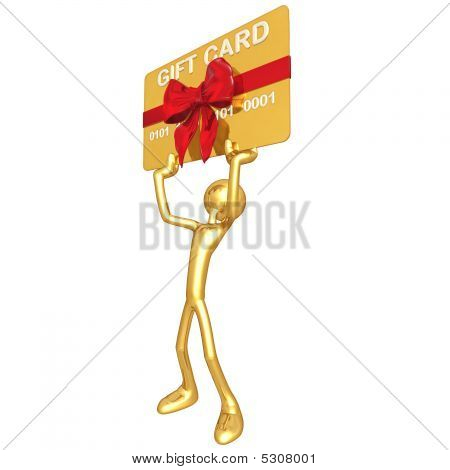 Gouden jongen met giftcard