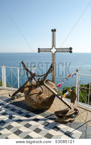 Old Anchors Near The Temple-beacon In Malorechenskoye. Crimea.