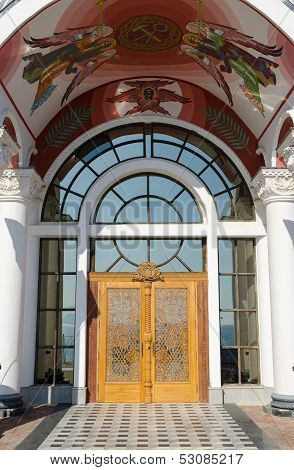 Entrance To The Temple-lighthouse St. Nicholas Of Myra In The Village Malorechenskoye. Crimea.