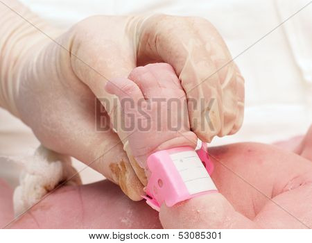 Doctor Holding The Hand Of A Newborn Baby