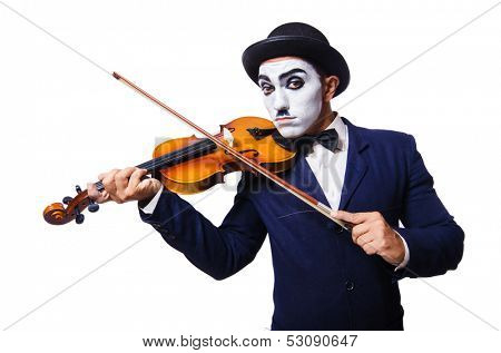 Man with face mask playing violin