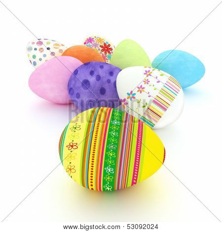 Easter eggs on a white background.