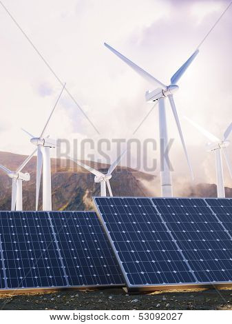 Solar Eco power and wind generators.