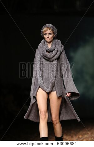 ZAGREB, CROATIA - OCTOBER 25: Fashion model wearing clothes designed by Etna Maar on the Cro a Porter show on October 25, 2013 in Zagreb, Croatia.