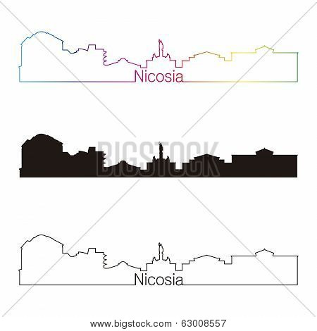 Nicosia Skyline Linear Style With Rainbow