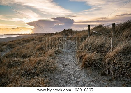 Blue Sky Late Summer Beach Sunset Landscape