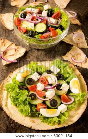 Fresh Salad On Tortilla