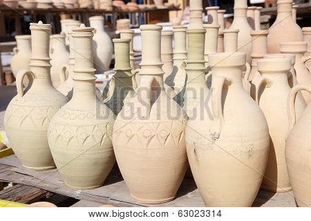 Amphoras In A Traditional Pottery