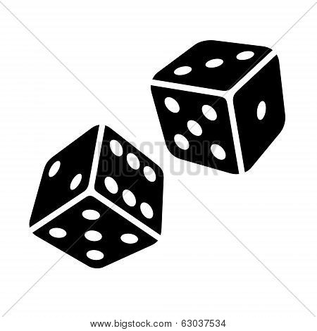 Two Black Dice Cubes on White Background. Vector