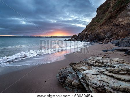 Sunset At Polkerris Beach