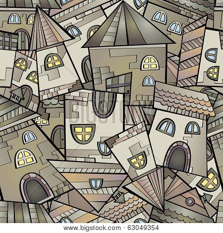 Cartoon houses seamless pattern