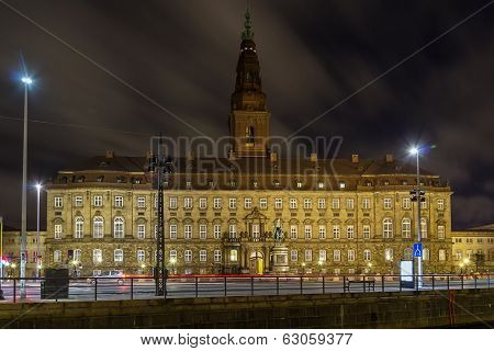 Christiansborg Palace In Evening, Copenhagen