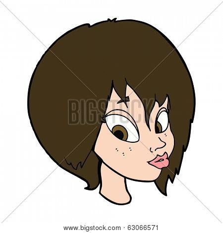 cartoon pretty female face pouting