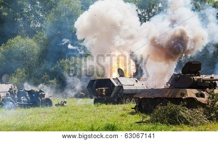 medium half-track armored personnel on the field