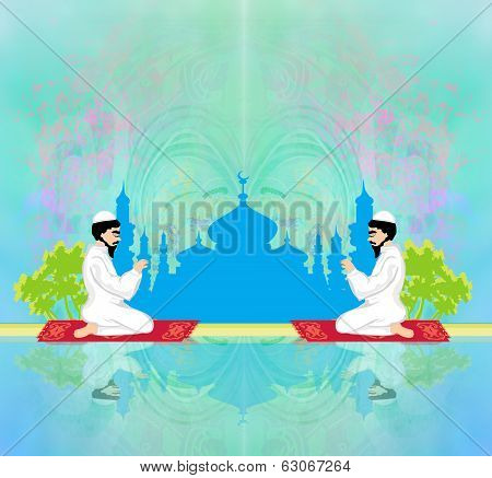 Abstract Religious Background - Muslim Men Praying