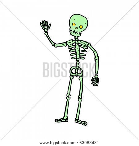 cartoon waving skeleton