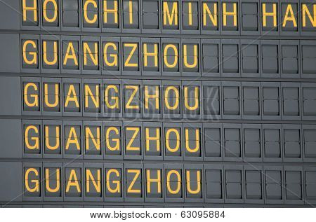 Airport departure board