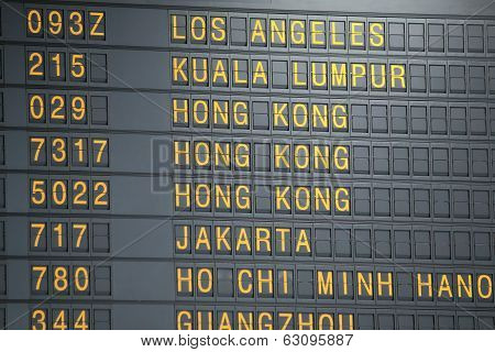 Airport departure board