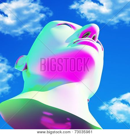 Dictator portrait on blue sky background