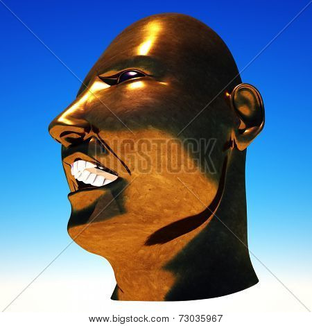 Dictator Mussolini portrait on sky background