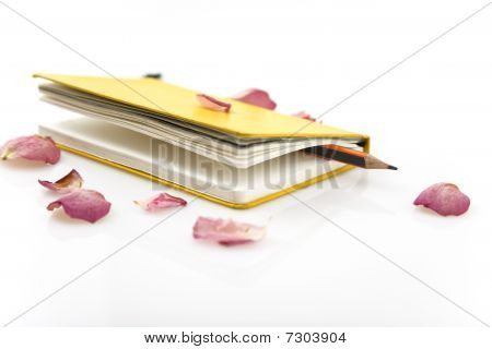 Notebook a růže