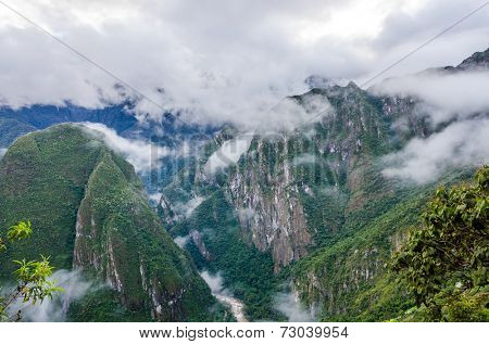 Machu Picchu, Peru - view of mountains from the ruins