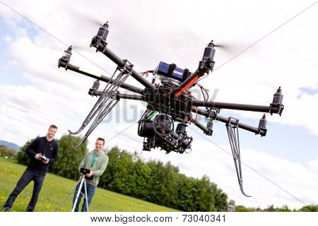 Photography UAV being operated by pilot and photographer