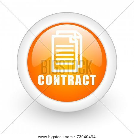 contract orange glossy web icon on white background 