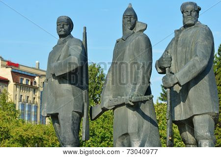NOVOSIBIRSK, RUSSIA - AUGUST 25, 2014: Fragment of the monument to V. I. Lenin on the main square. Multi-figure composition opened in 1970, and is federal listed as cultural heritage