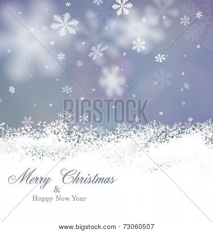 Winter background. Fallen defocused snowflakes. Christmas. Vector.  