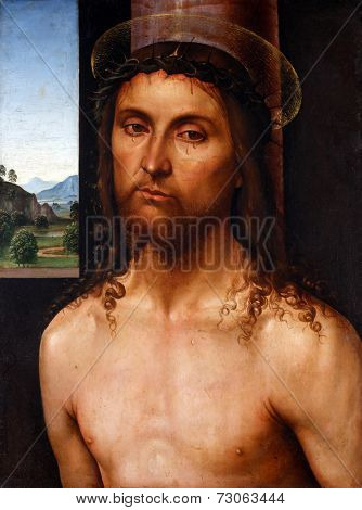 ZAGREB, CROATIA - DECEMBER 12: Francesco Raiboldini Christ crowned with thorns, exhibited at the Great Masters renesnse in Croatia, opened December 12, 2011. in Zagreb, Croatia.