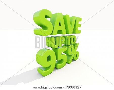 The phrase Save up to % on a white background