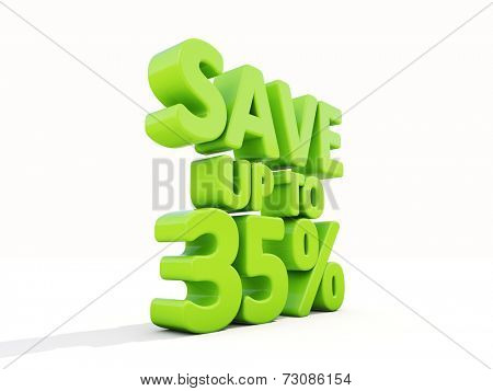 The phrase Save up to % on a white background