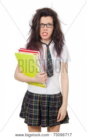 Young student isolated on white