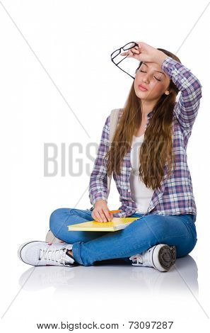 Young student isolated on white