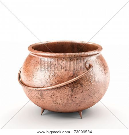 3d image of copper pot on white background