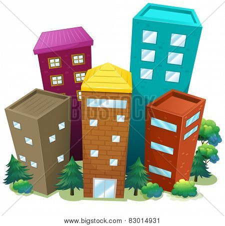 Illustration of many skyscrapers